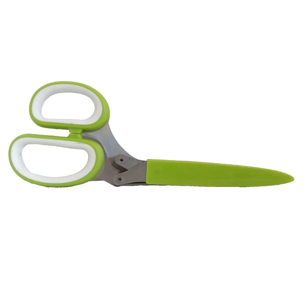 Crate & Barrel Herb‎ Scissors 5 Blade Stainless Steel w/Cover Green